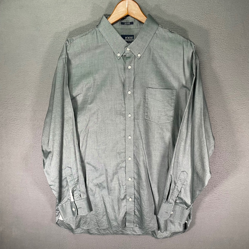 1901 Button Front Shirt Mens XL Gray‎ Cotton Long Sleeve Casual Dress